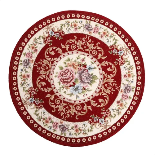 Vista 10 de Alfombra redonda floral de 2.6 pies, clásica, antideslizante, lavable a máquina, alfombra de cocina sostenible, alfombra tradicional para sala
