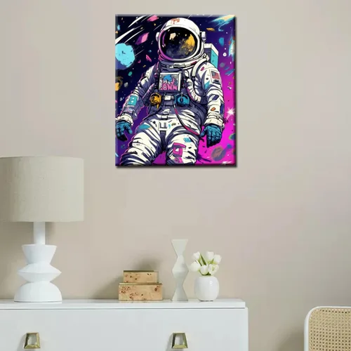 Vista 3 de Tucocoo Graffiti Astronauta - Pintura por números para adultos, espacio exterior, astronauta, pintura al óleo digital, pintura acrílica, kits