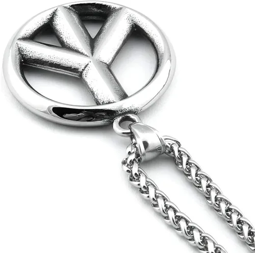 Vista 5 de Gungneer Collar con colgante de signo de la paz de acero inoxidable, accesorio de fiesta hippie para hombres y mujeres, Metal, n