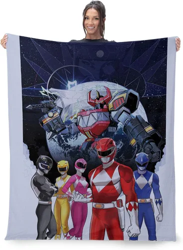 Vista 2 de Northwest Hasbro Power Rangers, Mighty Morphin, manta de seda táctil, 50 x 60 pulgadas