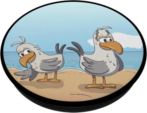 Vista 2 de PopSockets PopGrip estándar de cuervo rizado y amigos