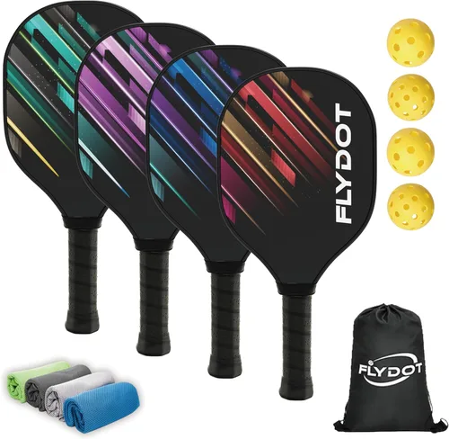Vista 7 de Juego de 4 palas de pickleball, aprobadas por USAPA, 4 pelotas de pickleball para interiores y exteriores, bolsa de transporte, 4 toallas