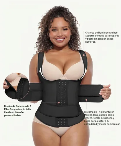 Vista 4 de FeelinGirl Entrenador de cintura para mujer, chaleco de cintura de látex A-Negro