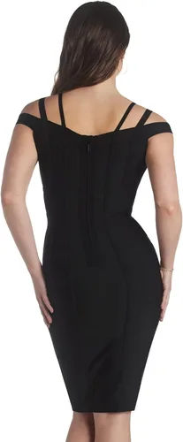 Vista 2 de Hybrid & Company Womens Elegance V-Neck Knee-Length Stretch Chic Midi Bandage Dress