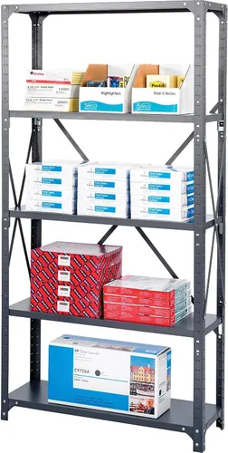 Vista 3 de Safco Productos 6267 Kit de estantes comerciales 36 pulgadas de ancho x 24 pulgadas de profundidad x 75 pulgadas de alto con 5 estantes, gris