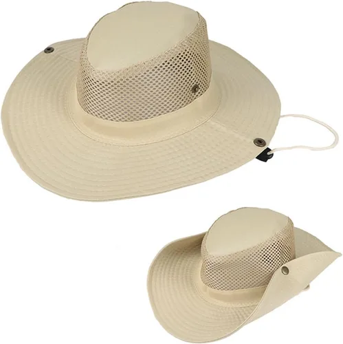 Vista 2 de Sun Hat for Wide Brim Mesh Breathable Fishing Hat,UPF 50+ UV Protection Beige