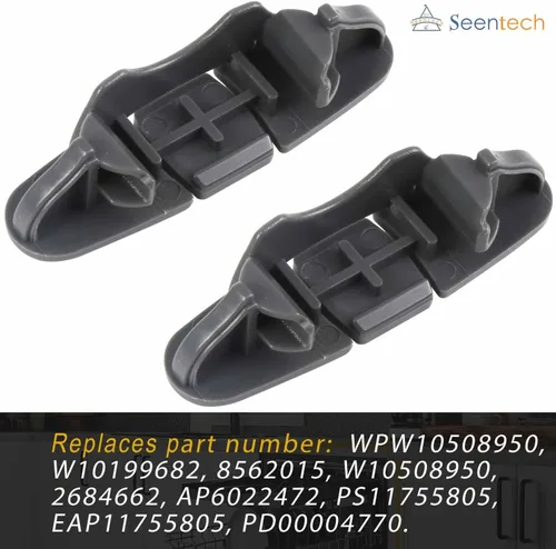 Vista 3 de W10508950 Clip de tope de riel deslizante para lavavajillas Whirlpool Kenmore - Reemplaza: W10199682 8562015 W10508950 2684662 AP6022472 PS11755805