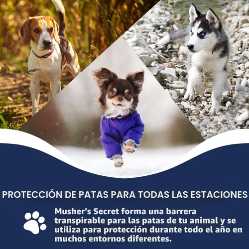 Vista 4 de Cera para protección de garras de mascota de Musher's Secret , Azul Moisturizing paw balm for dogs, protects from hot pavement, ice and rough