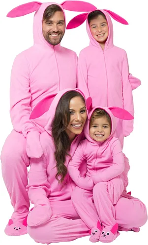 Vista 4 de INTIMO A Christmas Story Ralphie Pink Bunny Conjunto de pijama familiar a juego de una pieza