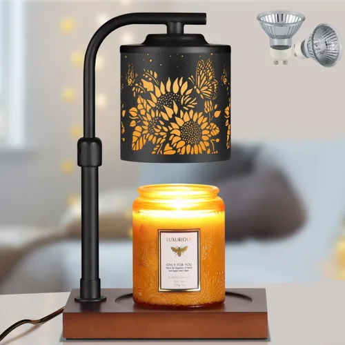 Vista 10 de Mocosa Lámpara Calentadora de Velas con Temporizador y Atenuador, Calentador Eléctrico de Cera para Velas de Tarro, Regalos de Navidad y Cumpleaños