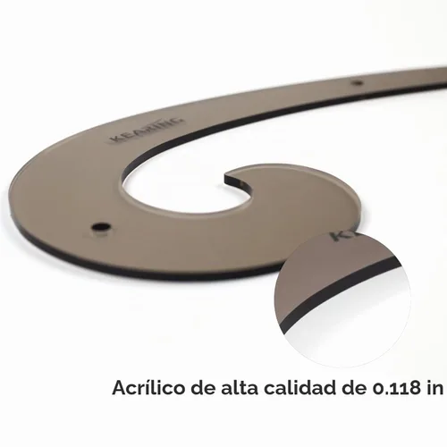 Vista 3 de KEARING Regla clásica curva francesa acrílica de 9 pulgadas (9.1 in), varía la forma de curva, regla de curva de medición de cadera transparente