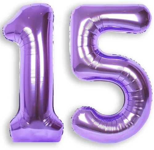 Vista 25 de Globo de número 0 de 40 pulgadas de RainbowQ Party, grande, color púrpura, para niños o niñas, números del 0 al 9, de papel de aluminio y Mylar