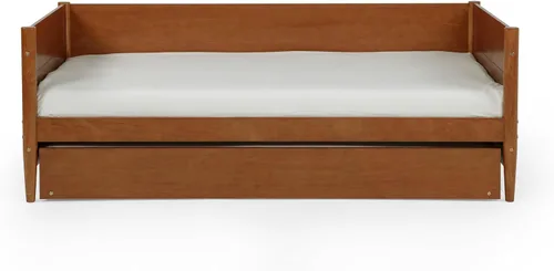 Vista 3 de Camaflexi Sofá cama y nido modernos Mid-Century/Madera maciza y fabricada/Cabecera de panel/No necesita somier/La base tiene 14 listones de Castañho