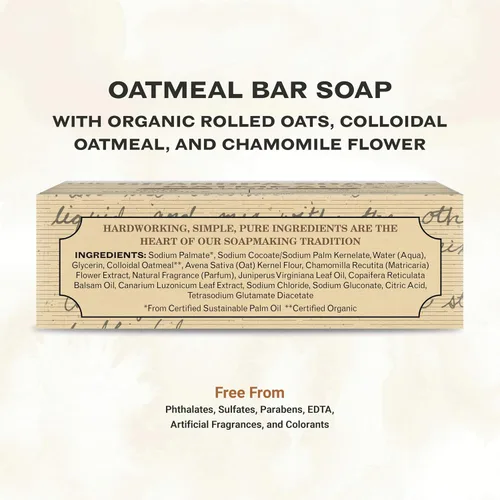 Vista 2 de The Grandpa Soap Company Jabón en barra de avena, con avena orgánica + extracto de manzanilla, exfolia y suaviza suavemente la piel, vegano, 4.25