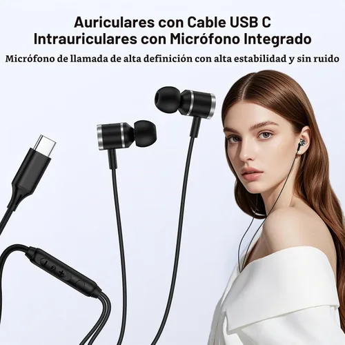 Vista 2 de Auriculares Samsung con cable USB C para Samsung Galaxy S26 Ultra A37 A36 Negro