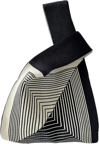 Vista 10 de Bolso pequeño con nudo de muñeca para mujer Tricolor negro.