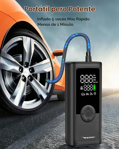 Vista 2 de Bomba pequeña para neumáticos de bicicleta, bomba de aire eléctrica portátil de 120 PSI con parada automática, inflador de bicicleta con válvula