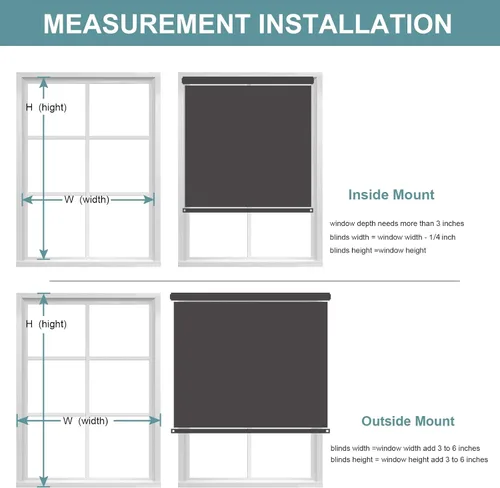 Vista 7 de MYshade - Persianas enrollables opacas personalizadas con cordón para ventanas, tela impermeable, fáciles de instalar Blanco Nuevo