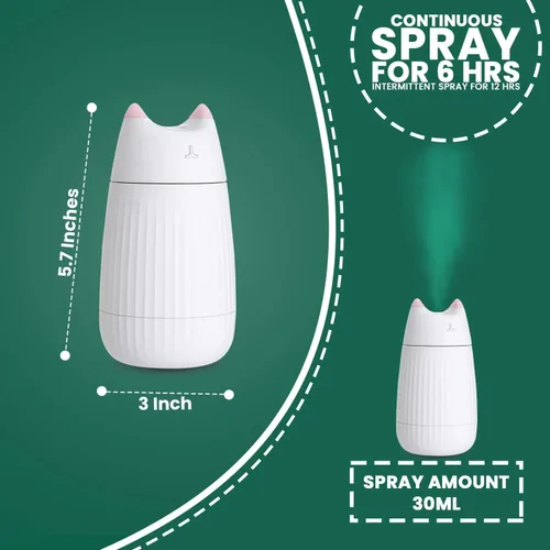 Vista 2 de Mini humidificador portátil de niebla fría con USB mejorado y lindo, para niños, bebé, guardería, dormitorio, oficina, automóvil, escritorio, 7