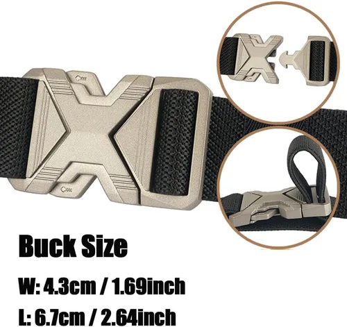 Vista 4 de Cinturón táctico para hombre de 1.34 pulgadas de ancho elástico elástico estilo militar cinturones de golf