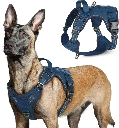 Vista 56 de rabbitgoo Arnés táctico para perros pequeños, chaleco de servicio militar sin tirones con asa y Molle, de fácil control para entrenar y caminar
