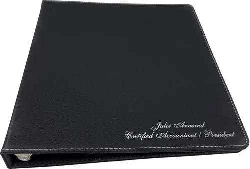 Vista 2 de Carpeta personalizada con negocio o nombre (Negro con plateado)