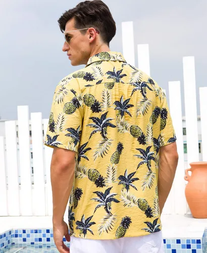 Vista 6 de Janmid Camisas hawaianas florales de manga corta con botones para hombre