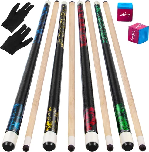 Vista 15 de Juego de tacos de billar LOTKEY de 4/3 / 2/1 - 1.47 m 18~21 oz con madera de arce canadiense, tacos de billar profesionales duraderos para jugadores
