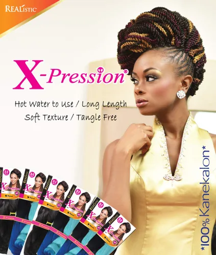 Vista 4 de Realistic Trenza original X-Pression 84 pulgadas 100% Kanekalon (paquete de 3, 1) M-61XPRES84