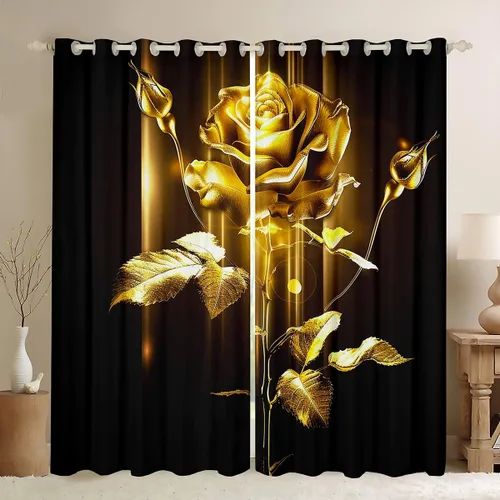 Vista 12 de Feelyou Cortinas de ventana de rosas para decoración de dormitorio, rosas de arco iris, cortinas de ventana florales para parejas, amantes de ramo