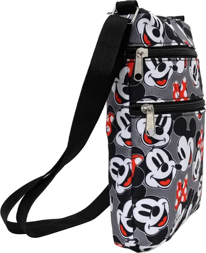 Vista 3 de Disney Bolso cruzado de Mickey Minnie Mouse con estampado de pasaporte y viaje gris