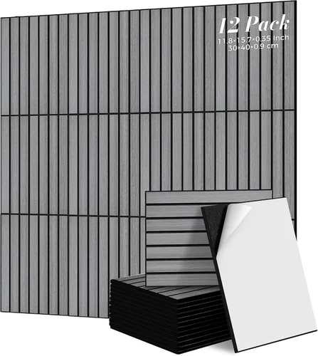 Vista 10 de TO-TH Paquete de 12 paneles acústicos de pared de 11.8 × 15.7 × 0.35 pulgadas, panel a prueba de sonido, color negro Self-Adhesive, Reduce Echo &