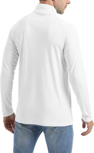 Vista 3 de CRYSULLY Camisas de pesca UPF 50 de manga larga para hombre protección solar para senderismo cremallera de 14