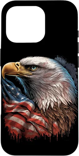 Vista 20 de Funda patriótica para iPhone 16 con diseño de ojos de águila calva americana