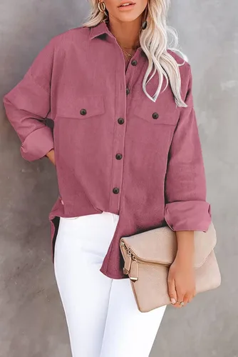 Vista 2 de ZOLUCKY Women's Casual Plus Size Shacket Jacket Long Sleeve Button Down Shirts Blouses Tops