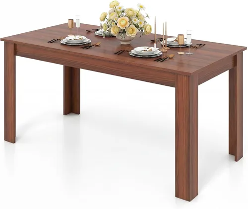 Vista 13 de Giantex Mesa de comedor para 6, mesa de cocina rectangular con capacidad de 330 libras, estructura estable, 63 pulgadas de largo x 31.5 pulgadas