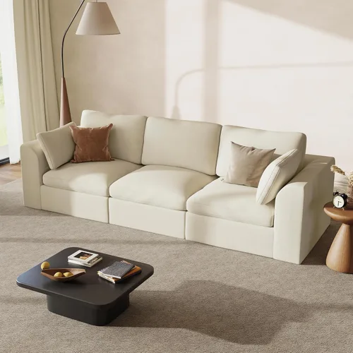 Vista 16 de Sofás seccionales Cloud de 110 pulgadas para sala de estar, sofá convertible sin hueso en forma de L con otomana, juego de sofá modular de gran