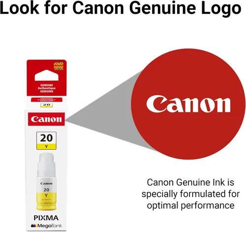 Vista 5 de Canon GI-20 Botella de tinta amarilla genuina, compatible con impresoras Megatank G5020, G6020 y G7020