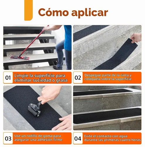 Vista 7 de Cinta de agarre antiderrapante de primera calidad, de grado comercial y de adhesión resistente de 6 x 24 pulgadas para seguridad de escaleras