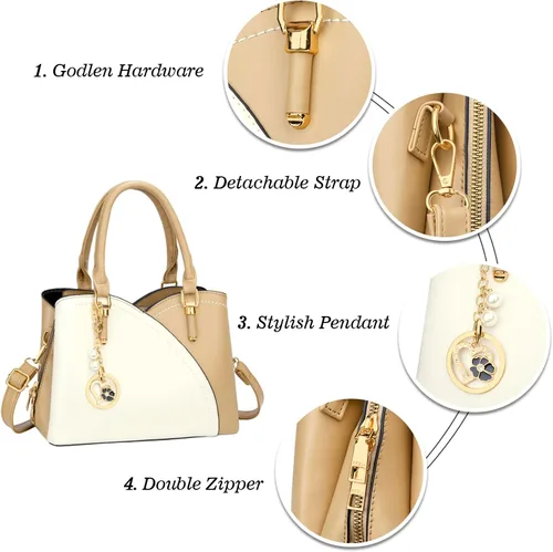 Vista 29 de KKXIU Monederos y bolsos de mano con triple compartimento para mujer, bolso de mano con asa superior