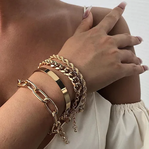 Vista 2 de Zeelina Pulsera de gargantilla chapada en oro con clip de cadena apilable ajustable para mujeres y niñas