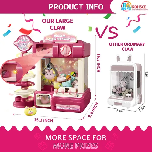 Vista 6 de Máquina de garras para niños, mini máquina expendedora de juguetes para niñas, juguete de juego de arcade para edades de 8 a 13 años, máquina