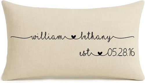 Vista 8 de Almohada de boda personalizada, almohada personalizada con nombre de pareja con corazón, regalo de boda romántico, regalo de compromiso, almohada