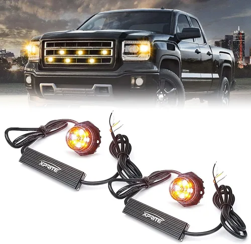 Vista 10 de Xprite - Juego de luces led estroboscópicas ocultas ámbar con 14 patrones de flash, luces estroboscópicas de parrilla para camiones, montaje