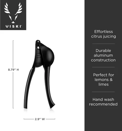 Vista 3 de Viski Exprimidor de cítricos negros, exprimidor de cítricos, exprimidor de limón para cócteles, accesorios de bar, exprimidor de lima negro mate