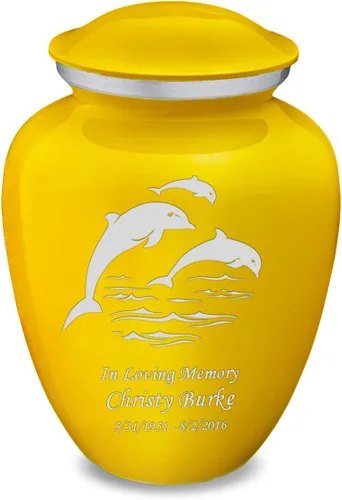 Vista 15 de Geturns Embrace - Urnas de cremación personalizadas de delfines para cenizas humanas, urna funeraria grande de color rojo brillante para mujeres