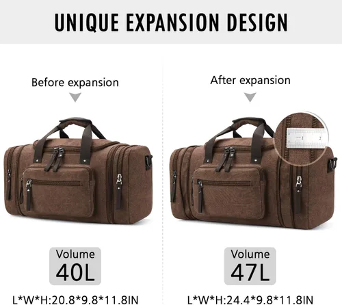 Vista 11 de Bolsa de viaje para hombre (lona, bolsa de fin de semana), Negro), A-001