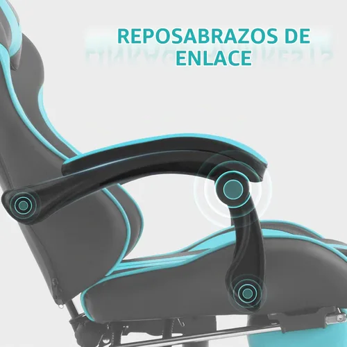 Vista 7 de Ferghana - Silla ergonómica de juego Miami Blue para adultos y adolescentes Azul / Patchwork