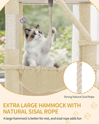 Vista 7 de Hzuaneri Árbol grande para gatos, torre para gatos de interior de 72 pulgadas de alto para 6 gatos grandes, actividad de escalada de esquina