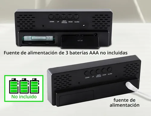 Vista 2 de Reloj Despertador Digital para Dormitorio, Relojes Electrónicos LED con Superficie de Espejo, Brillo Ajustable, Modo Snooze, Control de Voz Caso